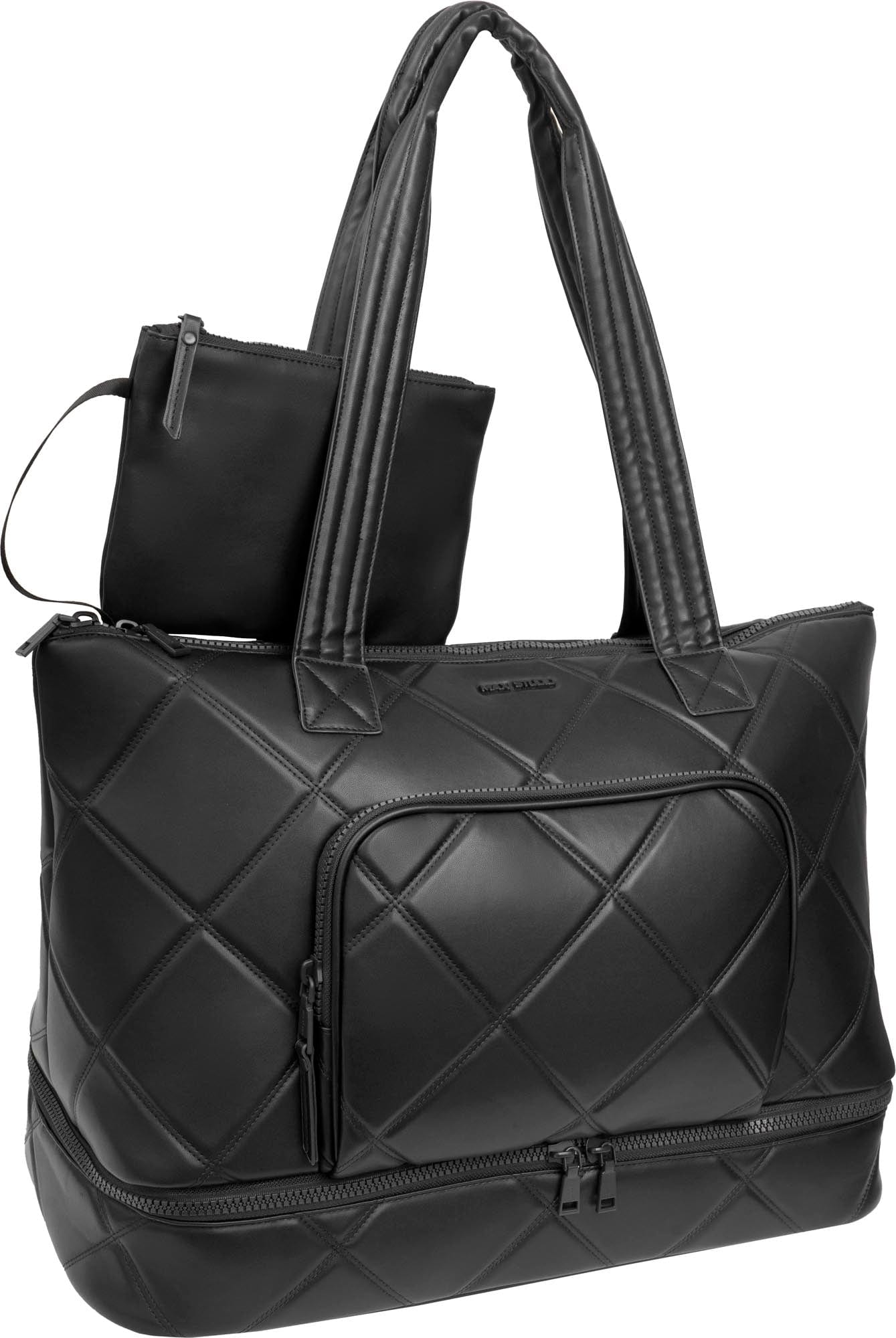 Max Studio 21 Inch Lamby Diamond Quilted Drop Bottom Duffle Bag