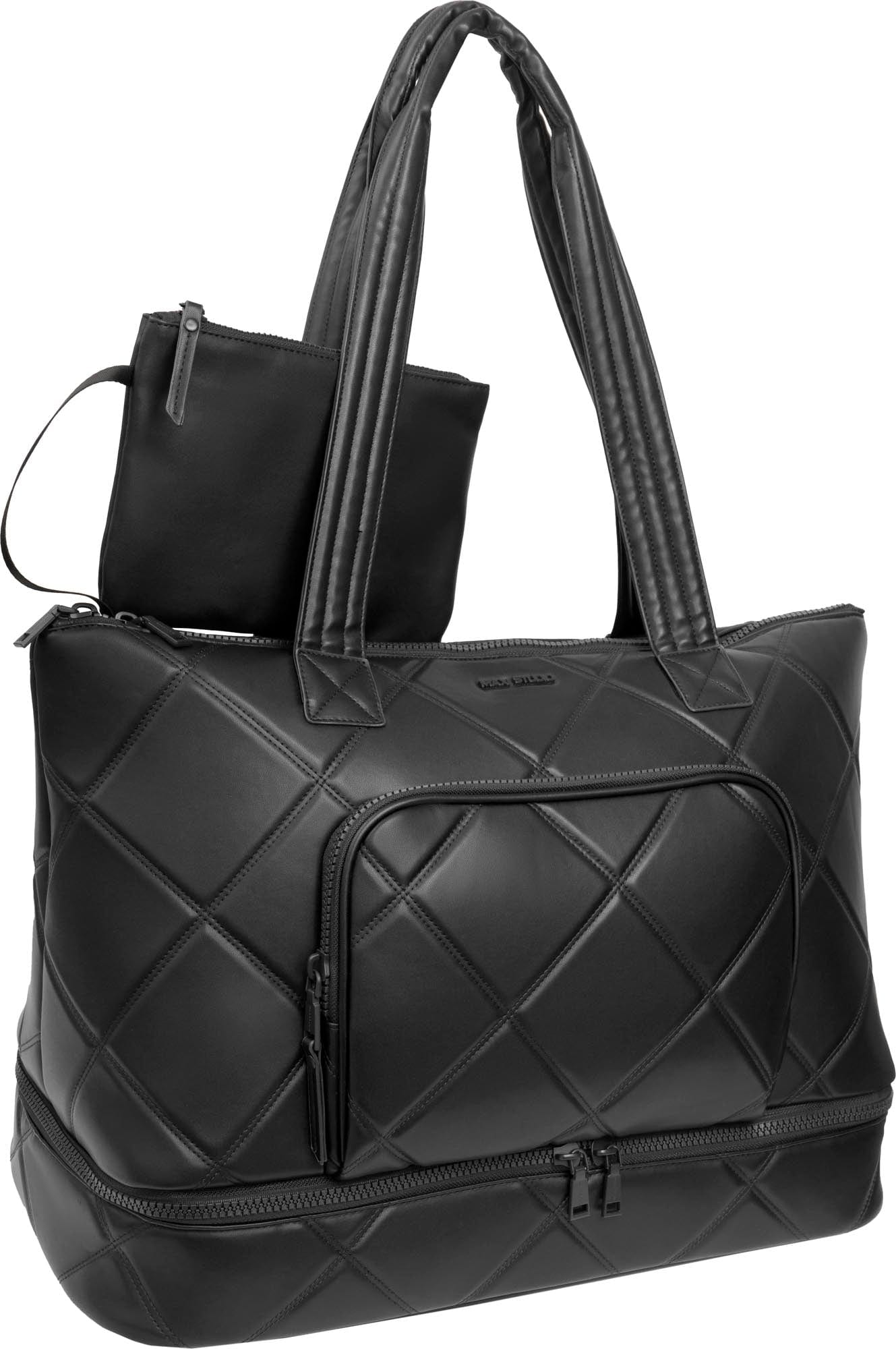 Max Studio 21 Inch Lamby Diamond Quilted Drop Bottom Duffle Bag