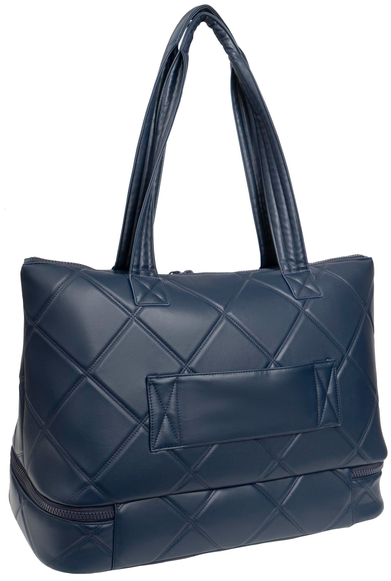 Max Studio 21 Inch Lamby Diamond Quilted Drop Bottom Duffle Bag