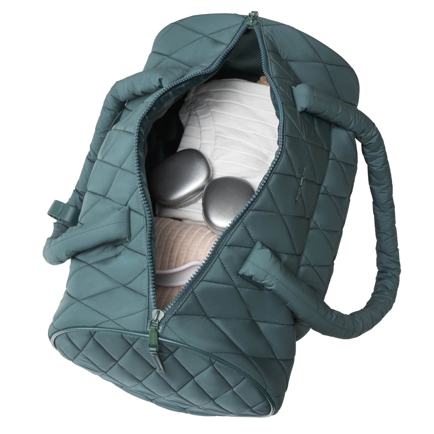 Max Studio 20 Inch Large Nylon Diamond Quilted Roll Duffle Bag