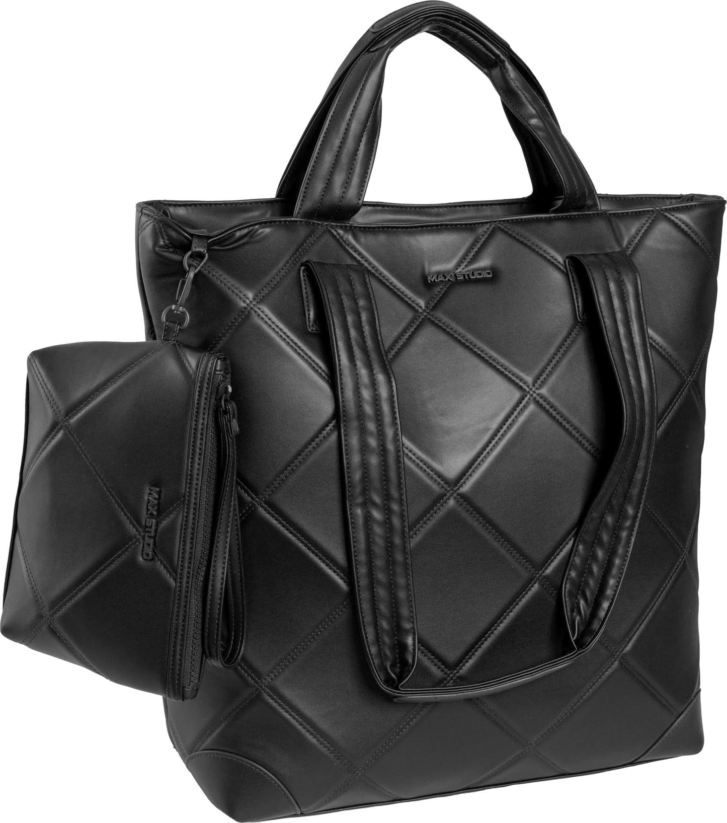 Max Studio 18 Inch Large Lamby Diamond Quilted Travel Tote