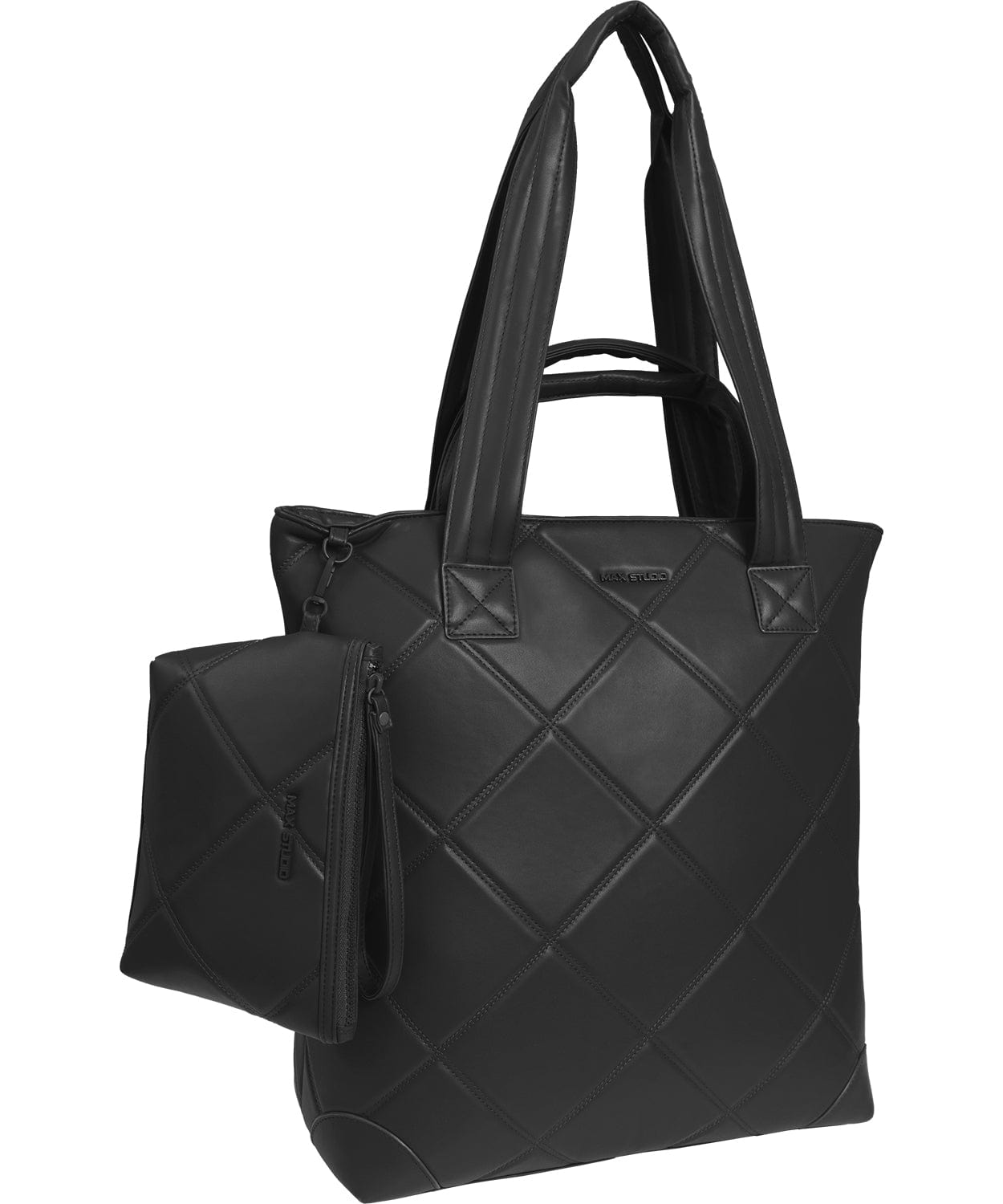 Max Studio 18 Inch Large Lamby Diamond Quilted Travel Tote