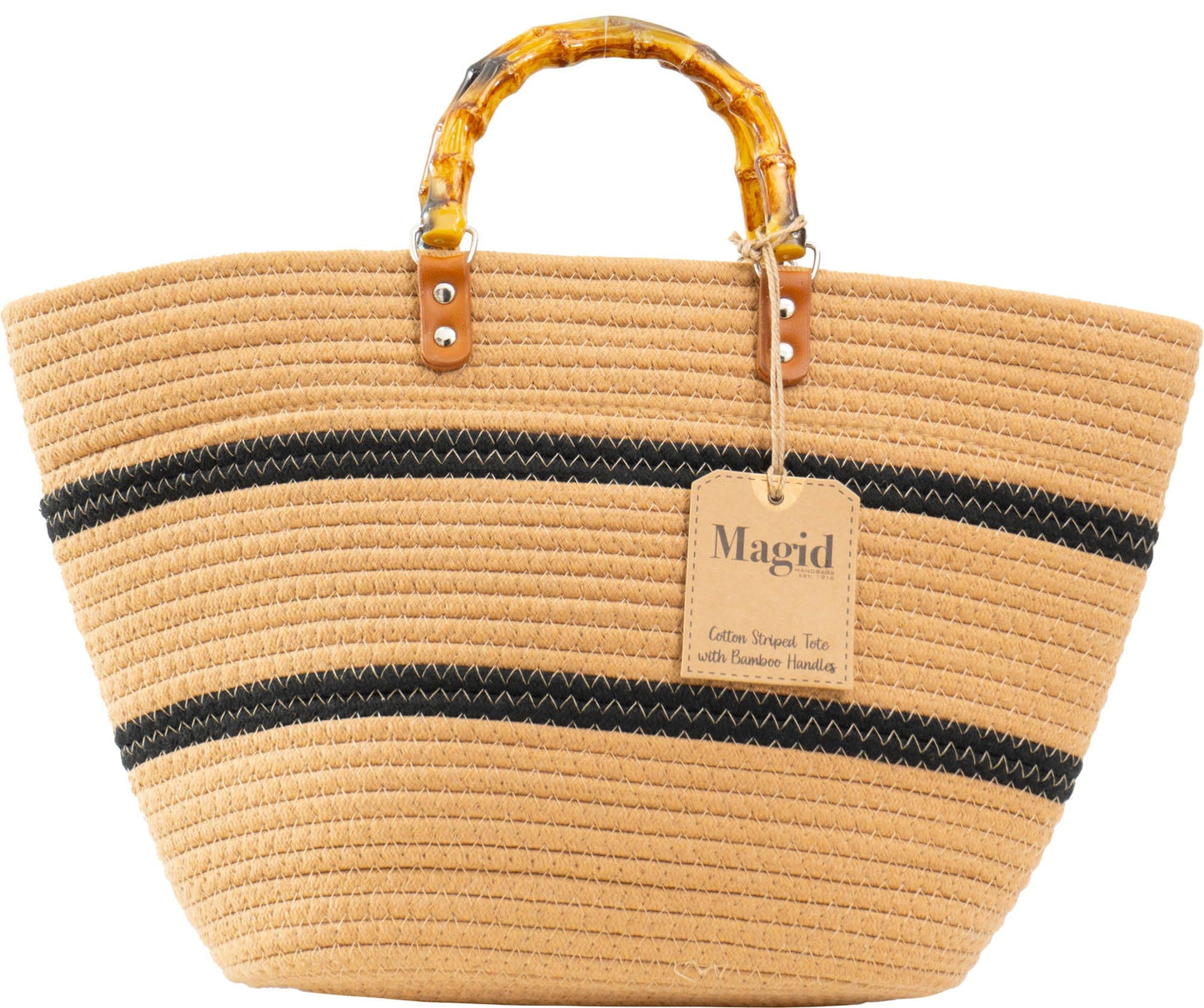 Magid Natural Cotton Woven Bamboo Handle Tote