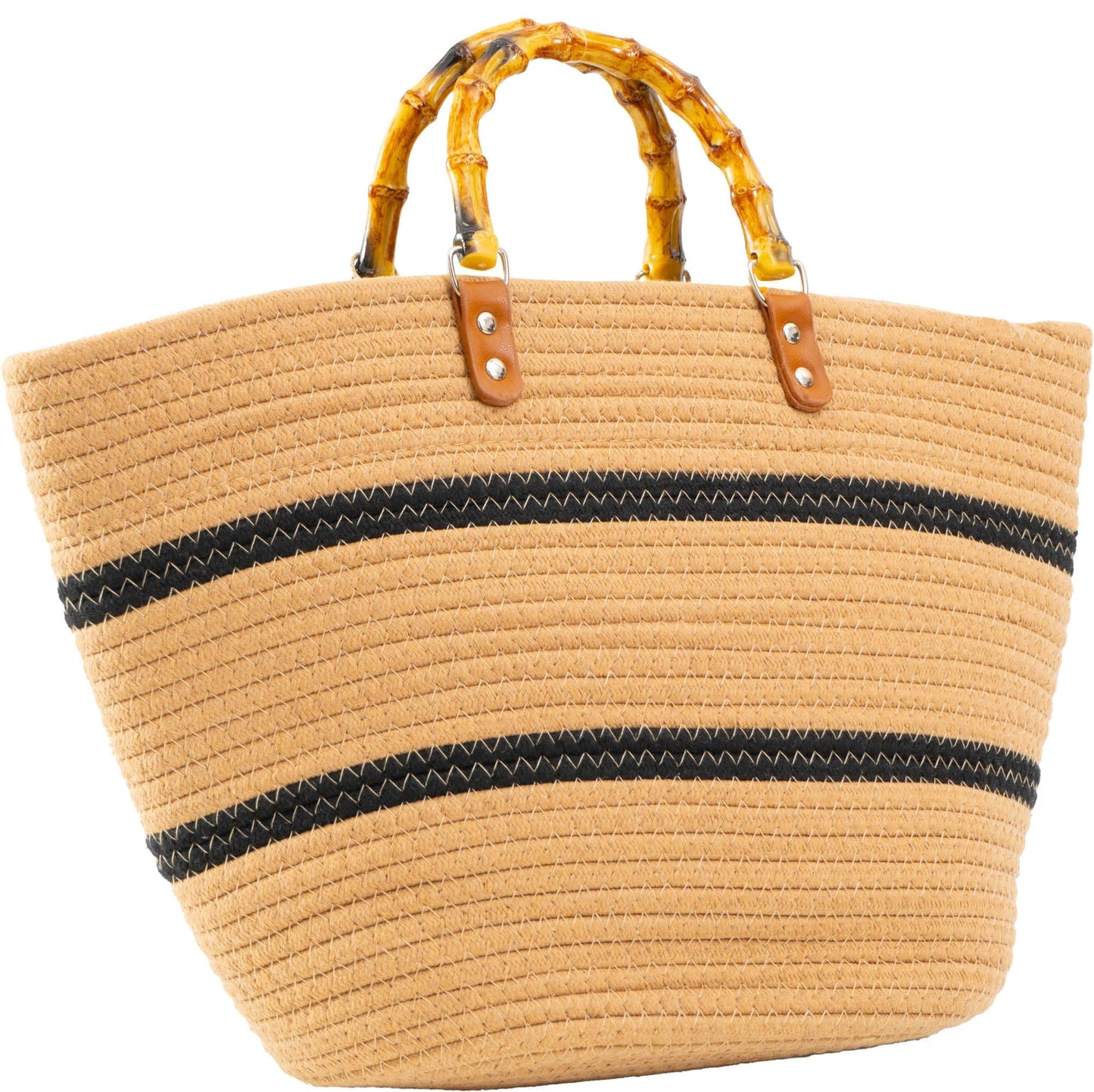 Magid Natural Cotton Woven Bamboo Handle Tote