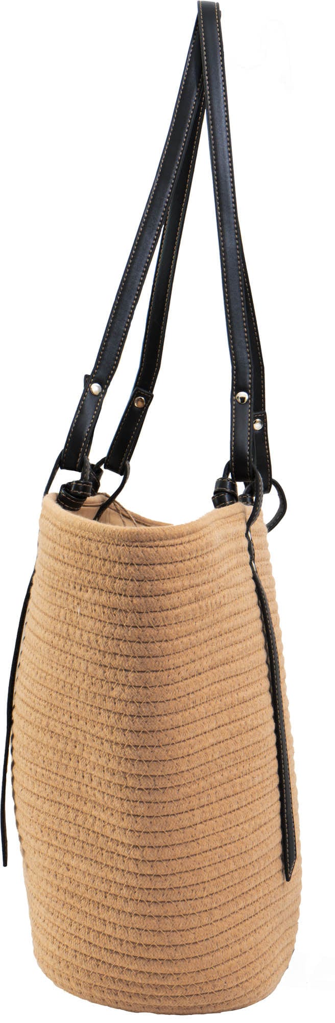 Magid Natural Cotton Woven & Faux Leather Shoulder Tote