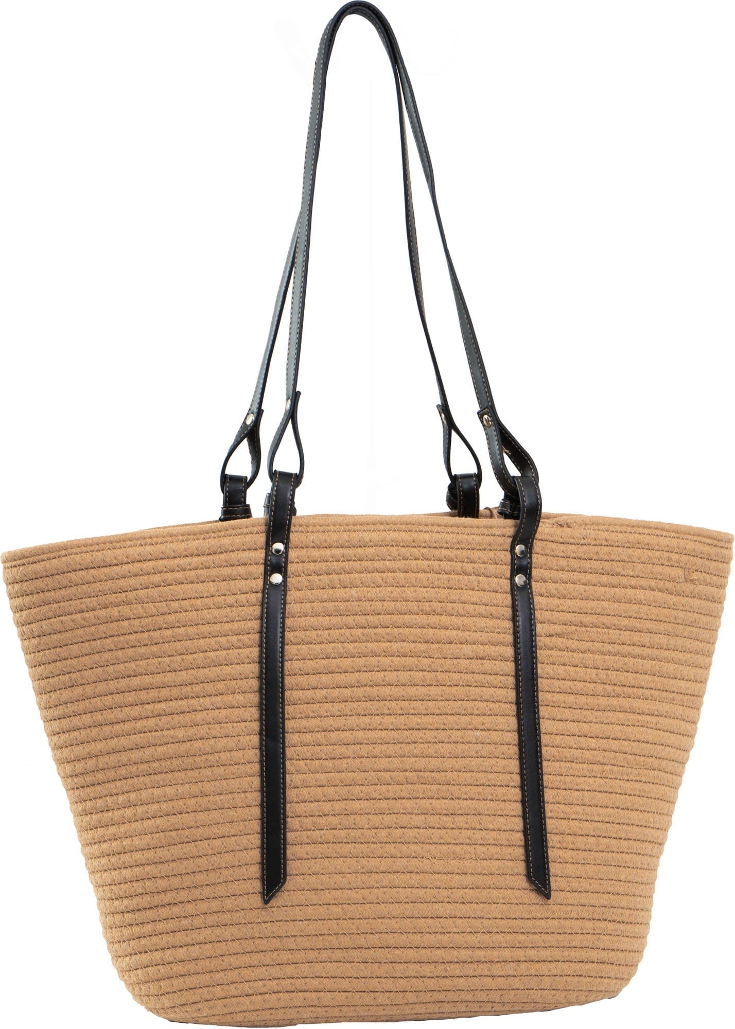 Magid Natural Cotton Woven & Faux Leather Shoulder Tote