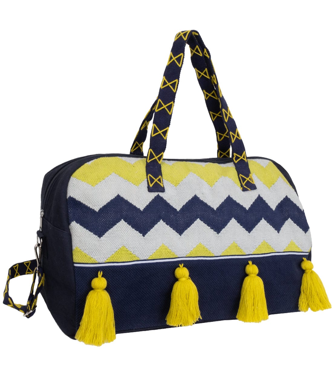 Magid Boho Cotton Jacquard Chevron Tassel Novelty Duffel