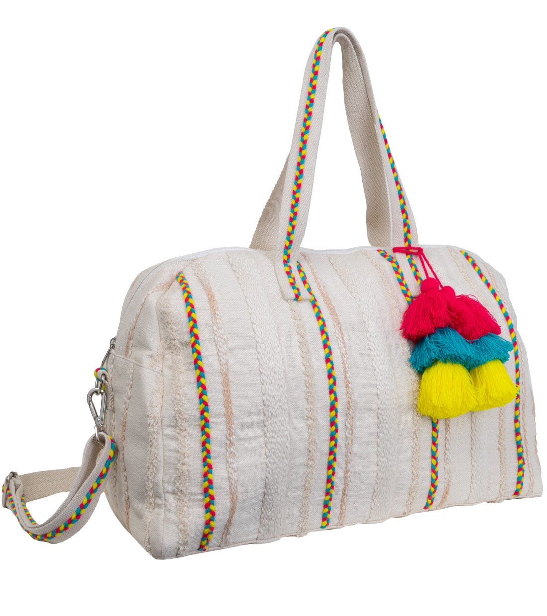 Magid Boho Cotton Jacquard Tassel Rainbow Novelty Duffel