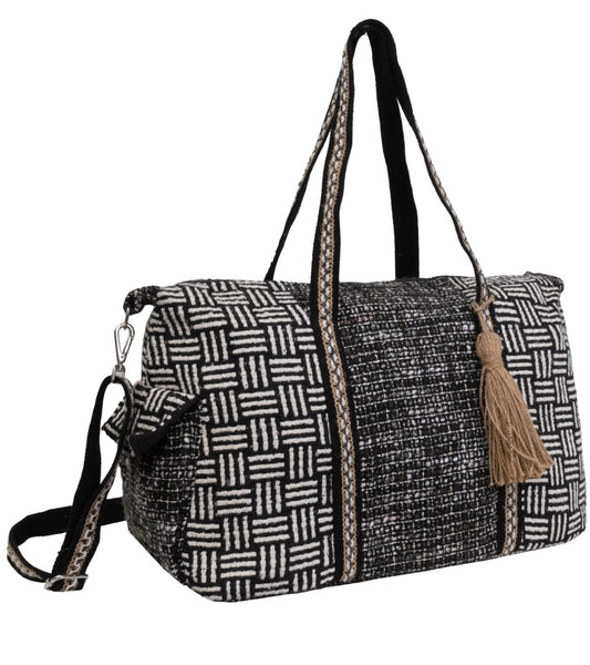 Magid Boho Cotton Geometric Jacquard Tassel Novelty Duffel