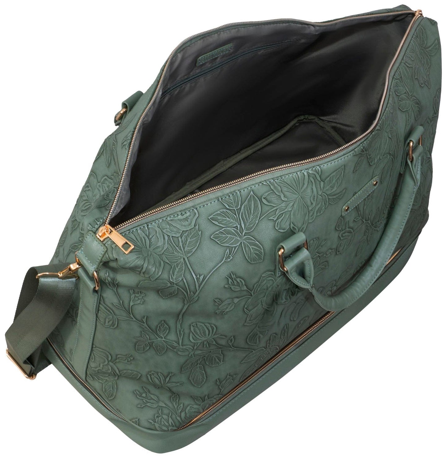 Ellen Tracy 20 Inch Floral Embossed Drop Bottom Duffel