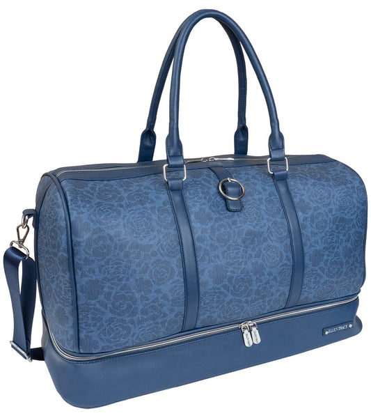 Ellen Tracy 20 Inch Floral Embossed Print Drop Bottom Duffel