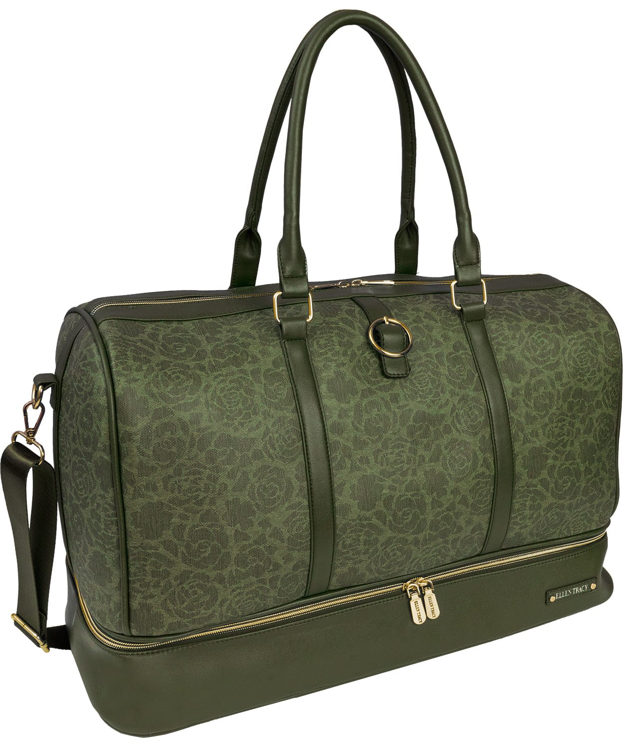 Ellen Tracy 20 Inch Floral Embossed Print Drop Bottom Duffel