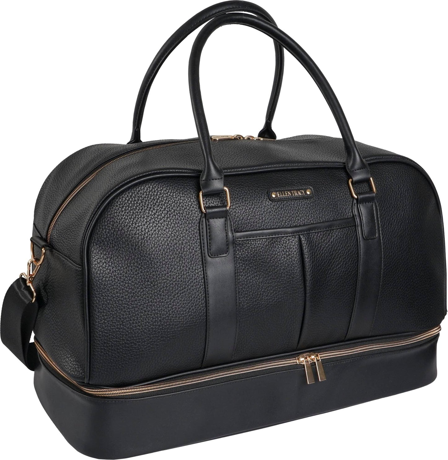 Ellen Tracy 20 Inch Pebble Grain Pocket Drop Bottom Duffel