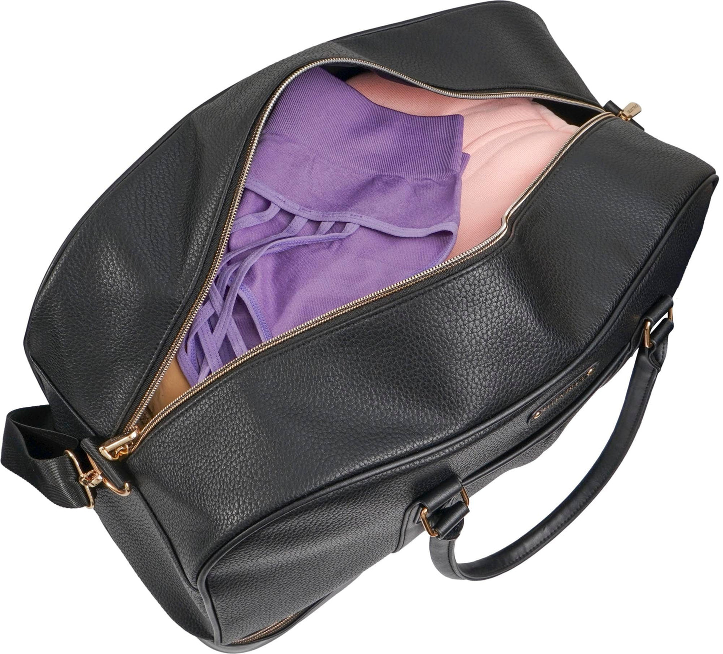 Ellen Tracy 20 Inch Pebble Grain Pocket Drop Bottom Duffel