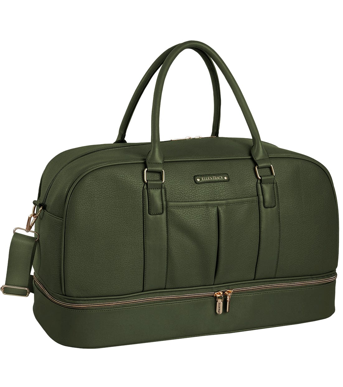 Ellen Tracy 20 Inch Pebble Grain Pocket Drop Bottom Duffel