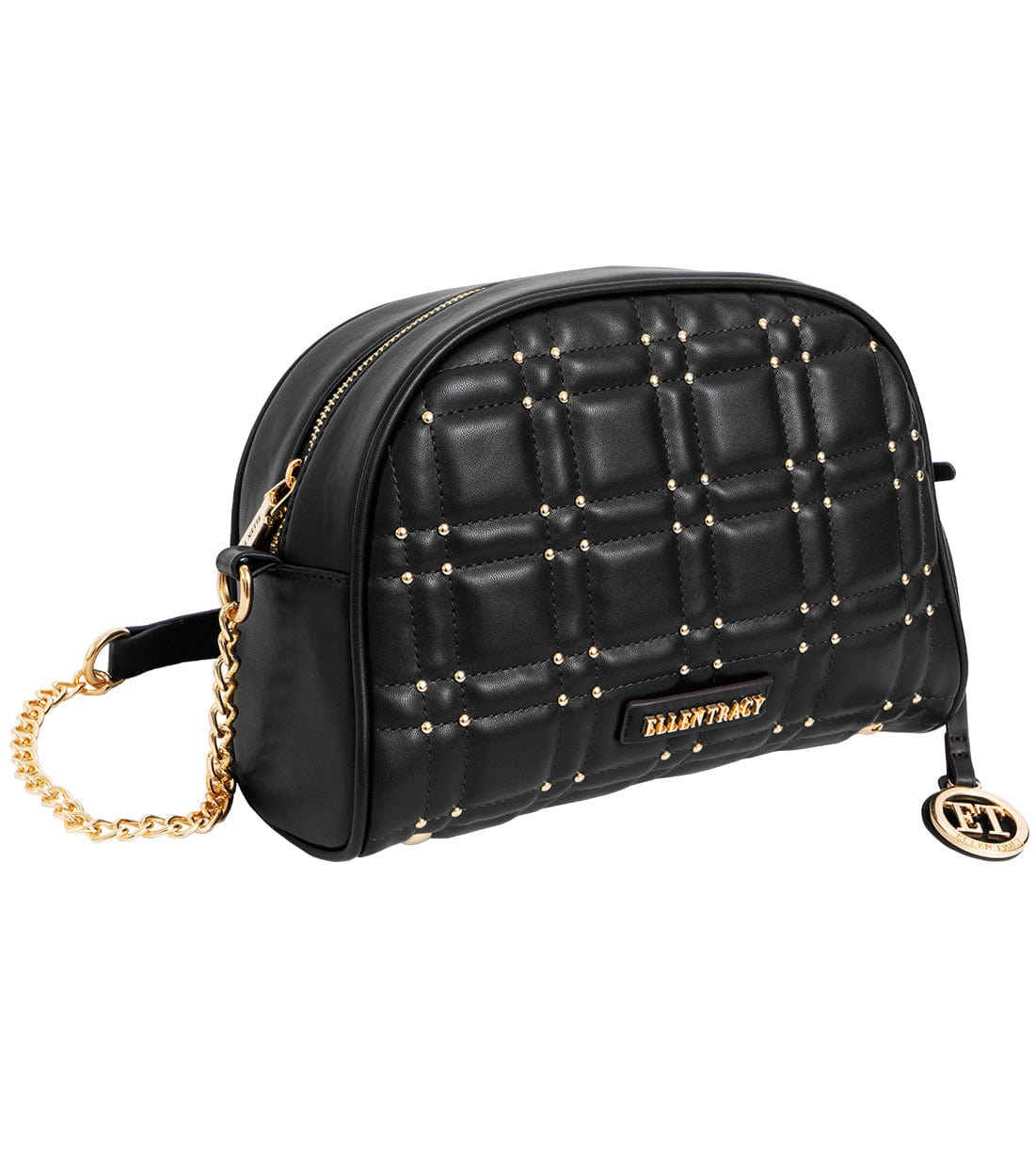 Ellen Tracy Studded Smooth Square Quilted Crossbody