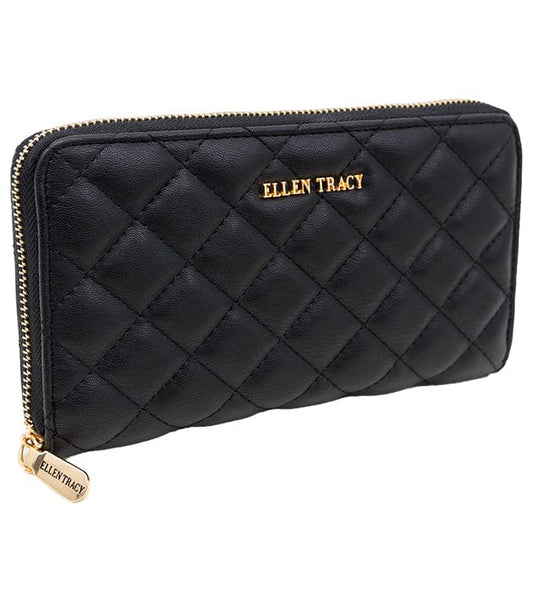 Ellen Tracy Diamond Quilted Zip Around Wallet