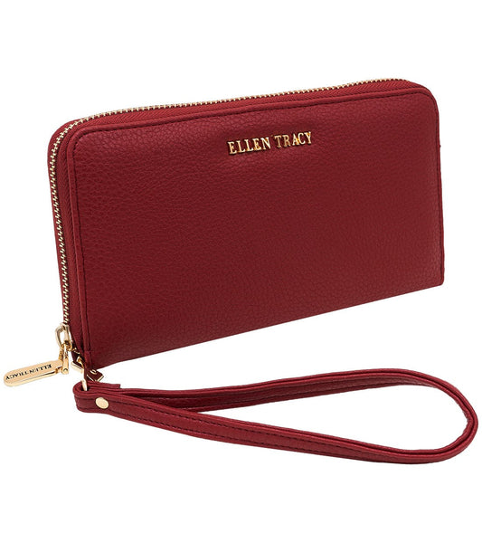 Ellen Tracy Pebble Grain Zip Around Wristlet Wallet