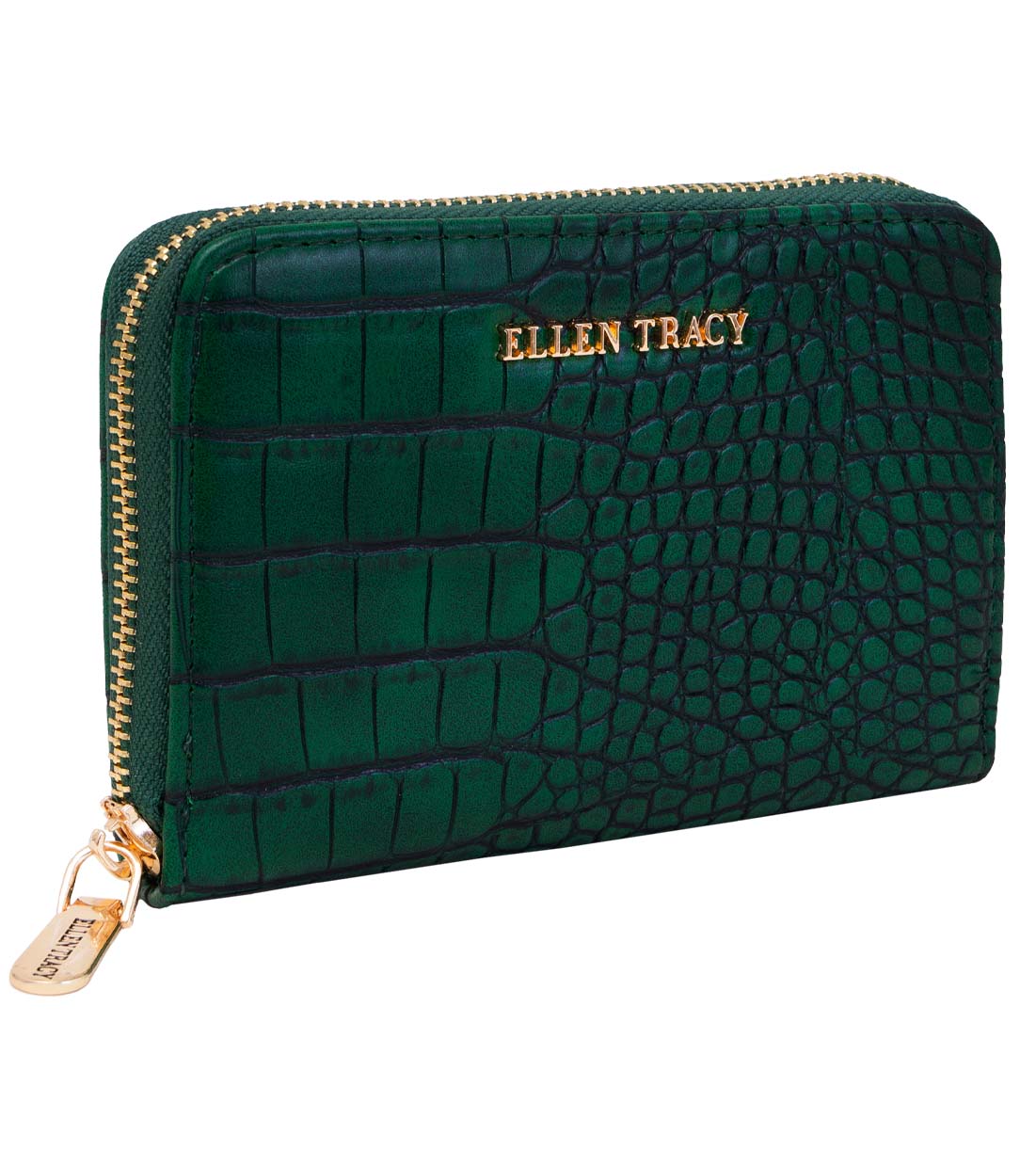 Ellen Tracy Croco Zip Around Indexer Wallet