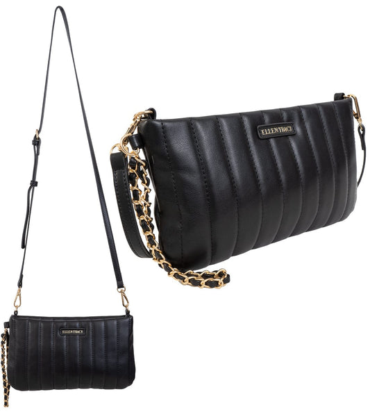 Ellen Tracy Tubular Quilted Phone Case & Wallet On Chain Crossbody