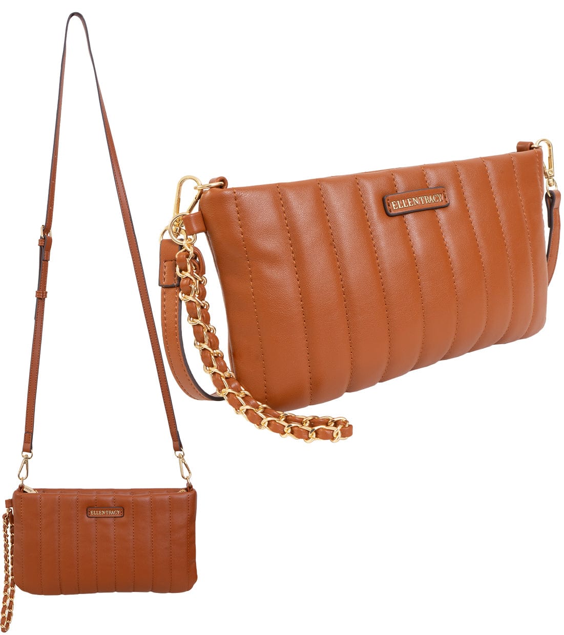 Ellen Tracy Tubular Quilted Phone Case & Wallet On Chain Crossbody