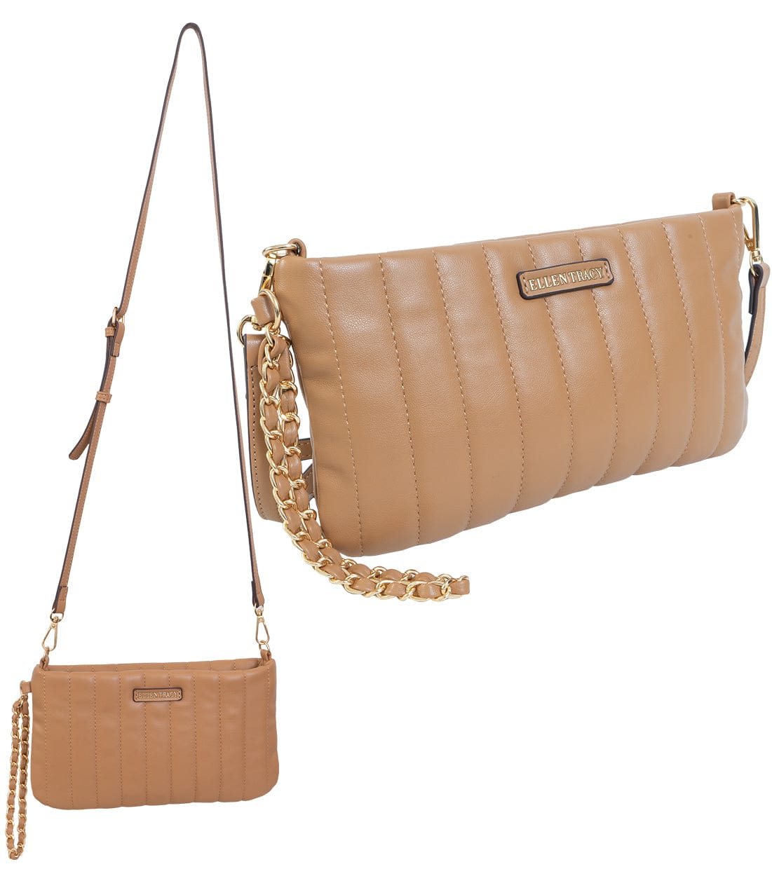 Ellen Tracy Tubular Quilted Phone Case & Wallet On Chain Crossbody