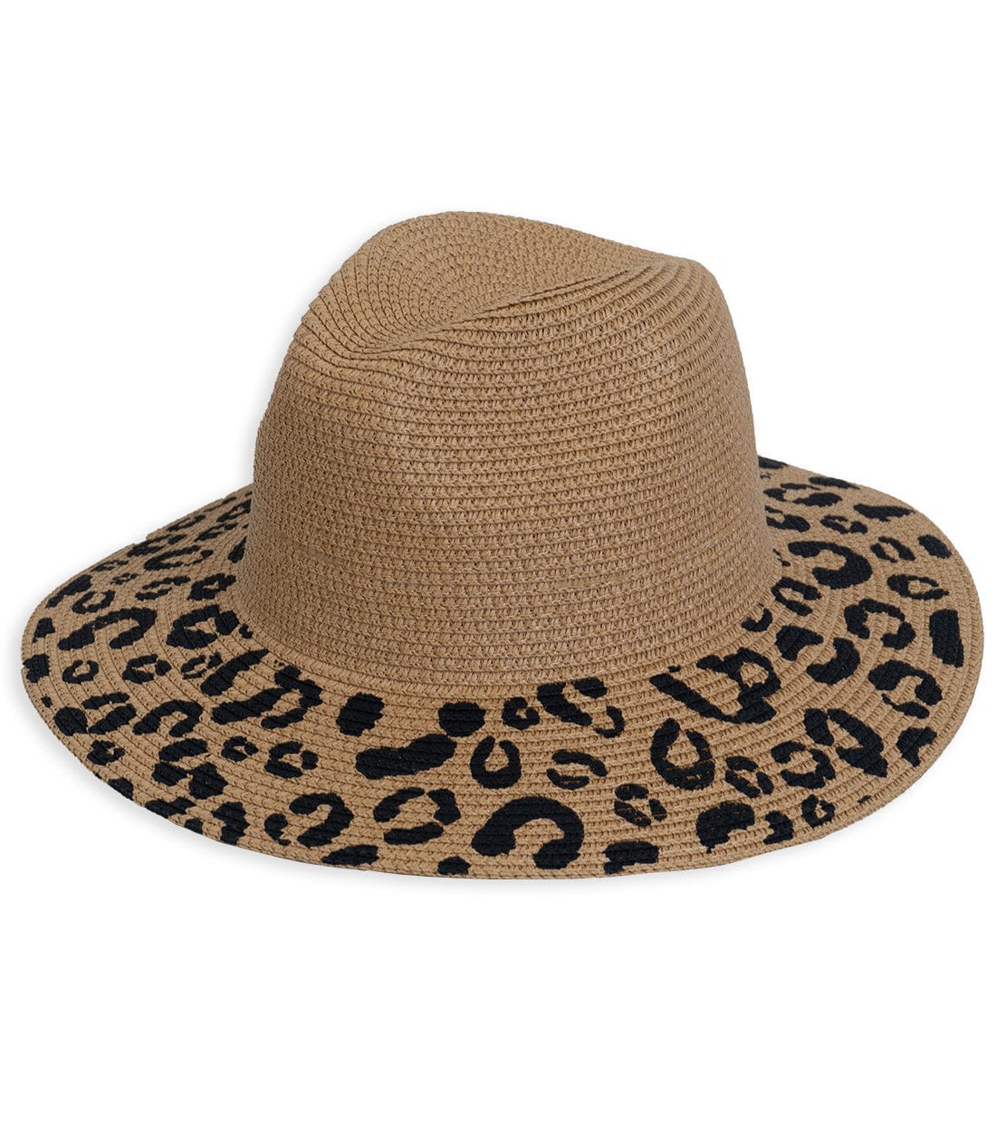 Magid Straw Leopard Print Brim Panama Hat