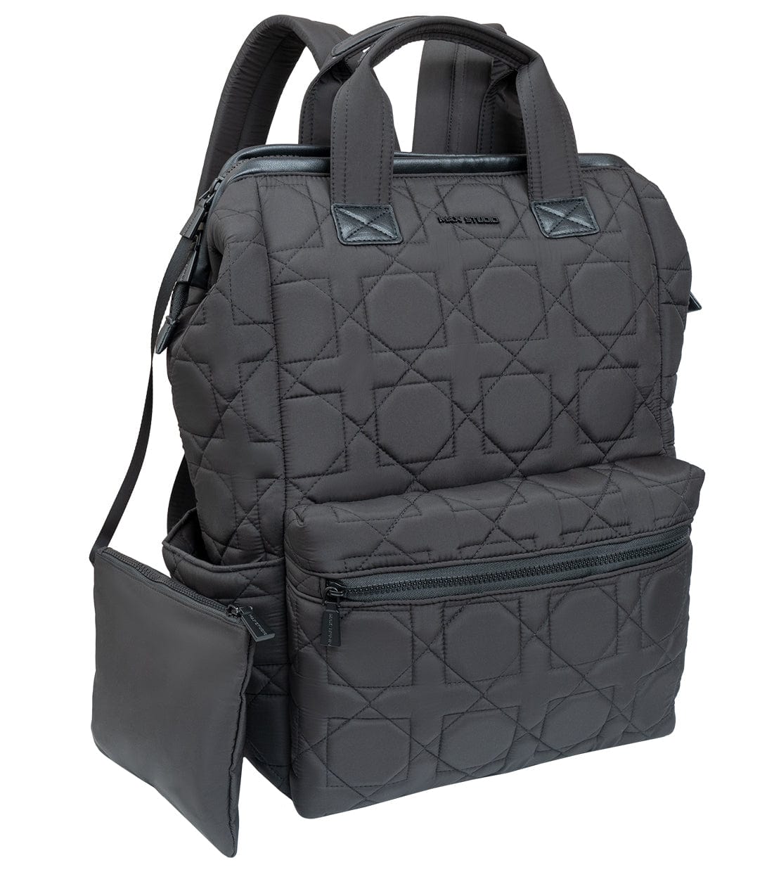 Max Studio Square Quilted Backpack with Front Zippered Pocket