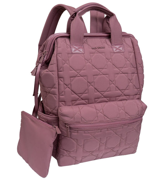 Max Studio Square Quilted Backpack with Front Zippered Pocket