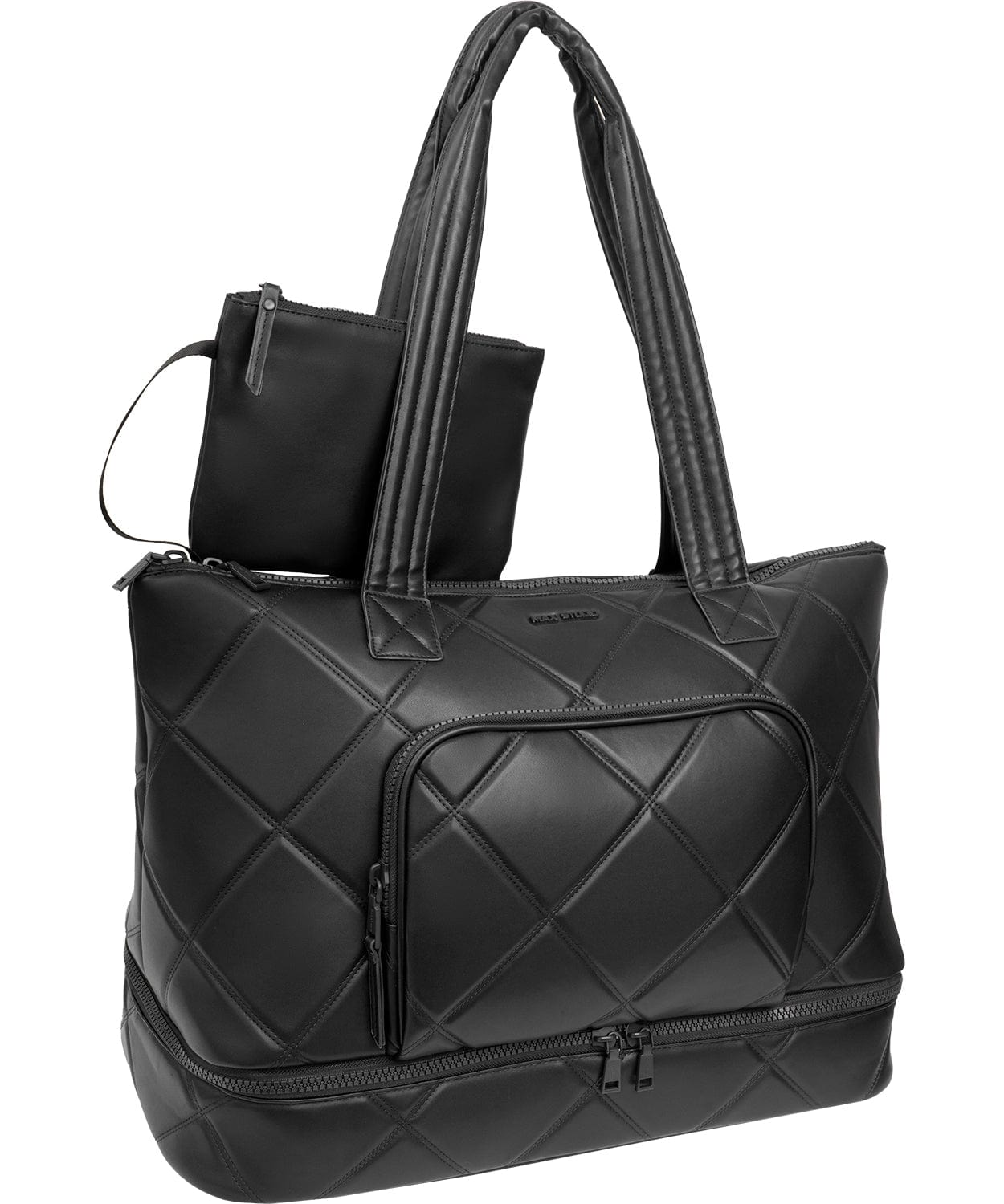 Max Studio 21 Inch Lamby Diamond Quilted Drop Bottom Duffle Bag