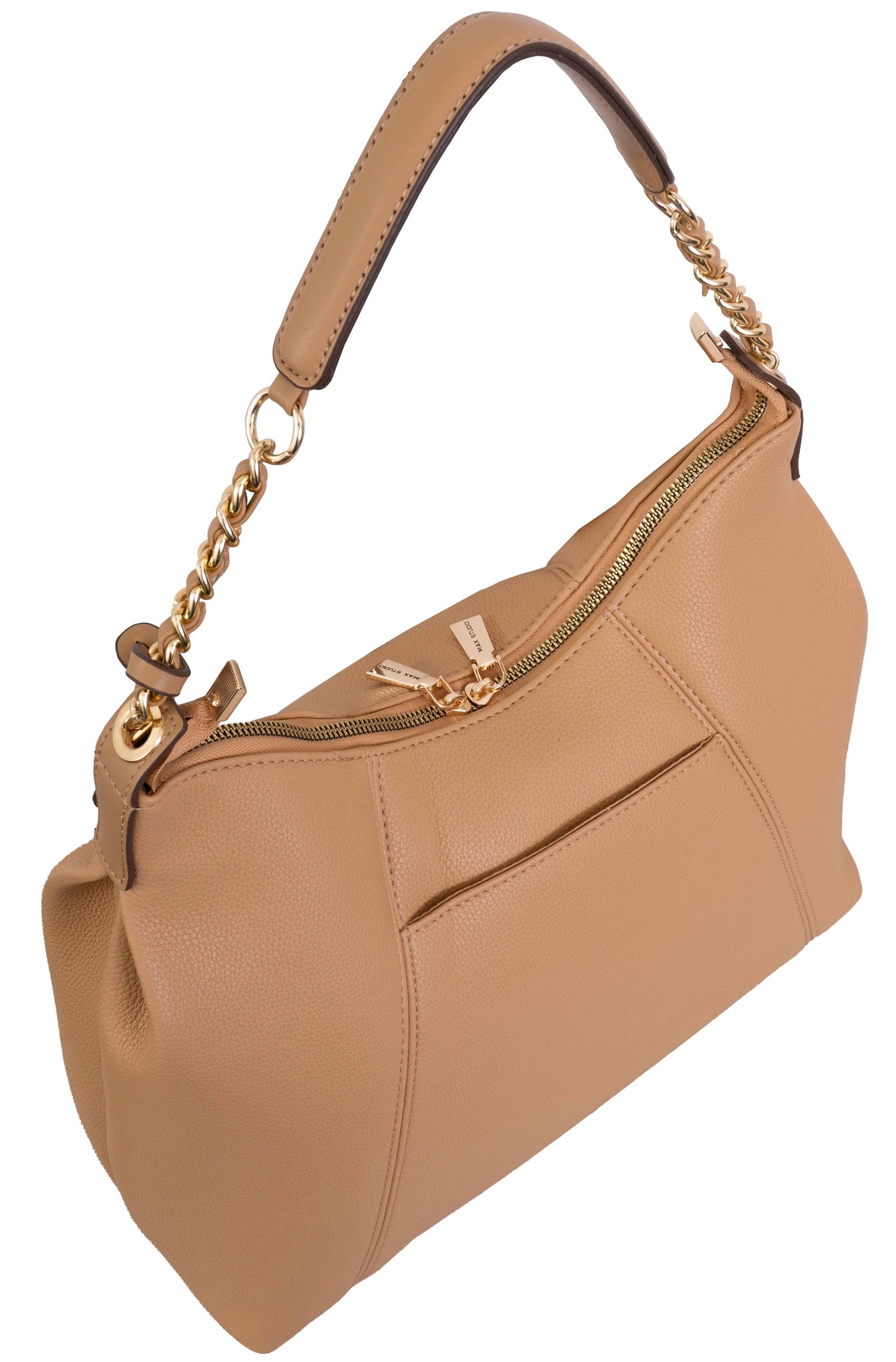 Max Studio Pebble Grain Top Chain Handle Slouchy Hobo Handbag