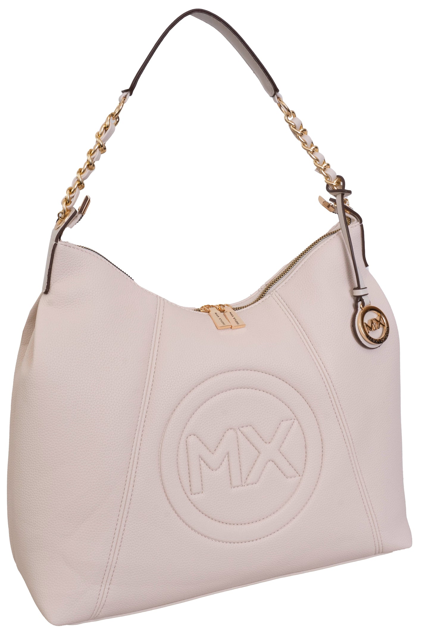 Max Studio Pebble Grain Top Chain Handle Slouchy Hobo Handbag