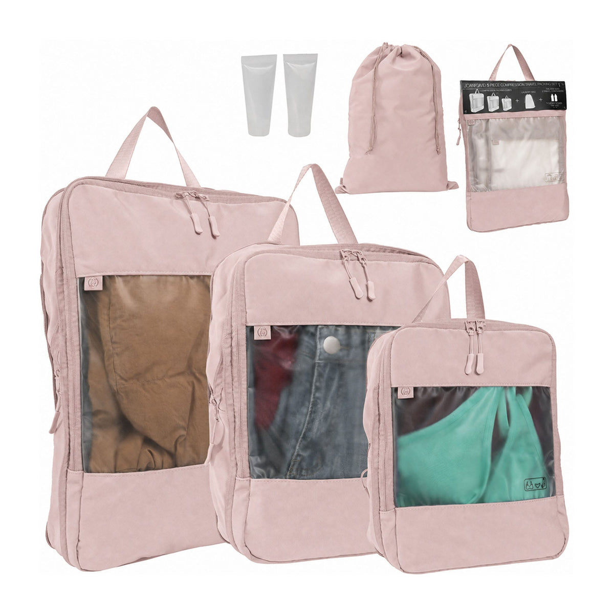 Joan & David 5 Piece Sport Nylon Compression Packing Cube Set