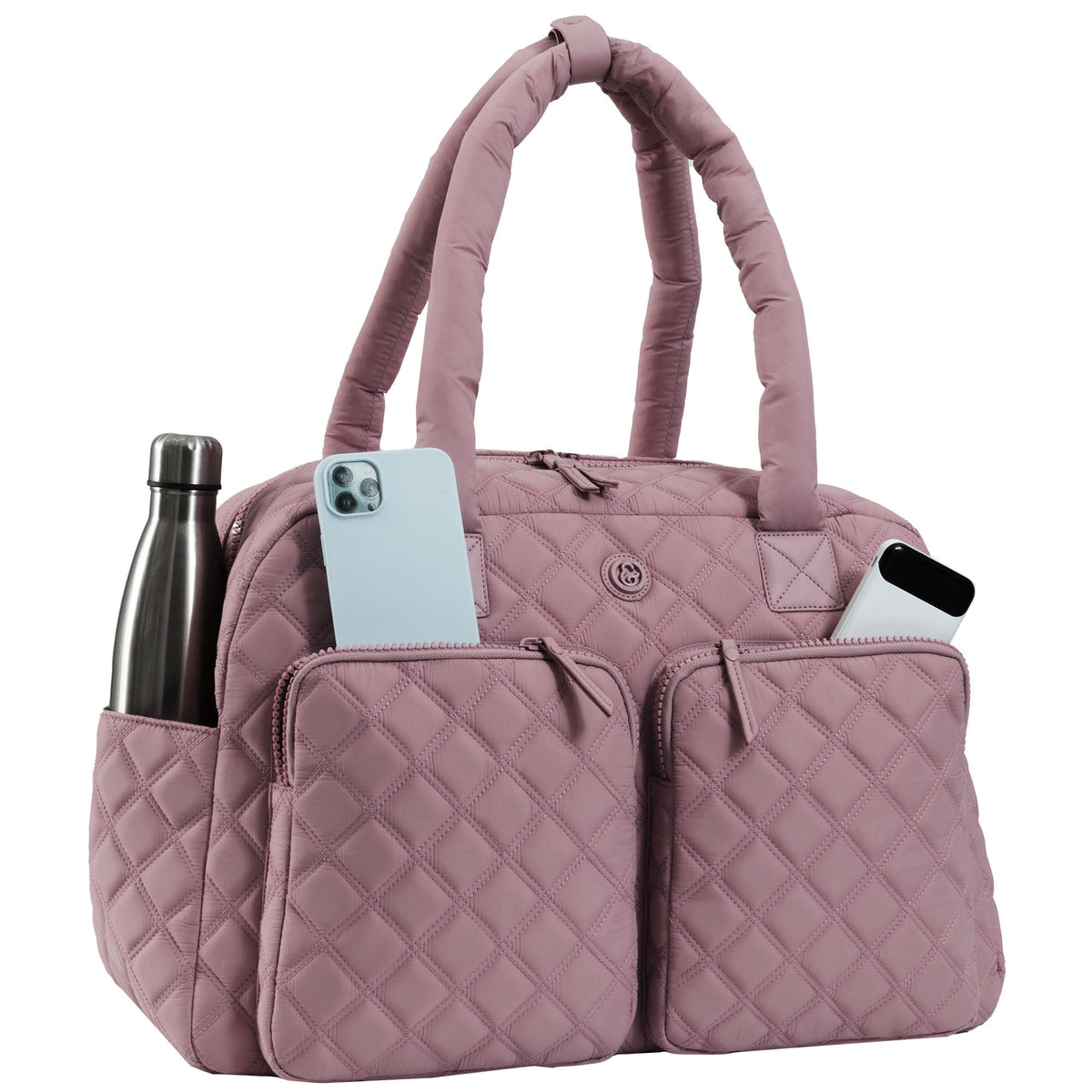 Joan & David Two Pocket Diamond Quilted 22 in. Duffel Bag